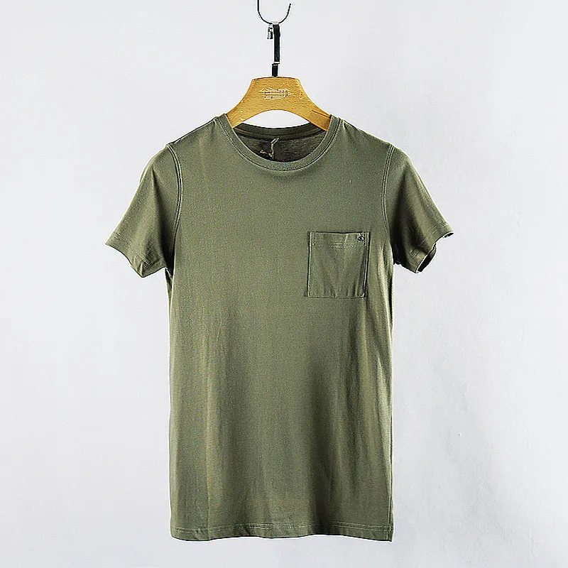 

7278-Men's Youth Short Sleeve Round Neck Half Sleeve Shirt Summer Solid Color Slim Combed Cotton Short Sleeve T-Shirt