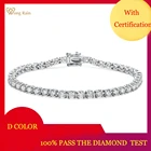 Вонг дождь 925 стерлингового серебра D Цвет VVS1 4.6CT настоящий муассанит драгоценный камень Шарм Браслеты Свадебные Ювелирные украшения с Гра