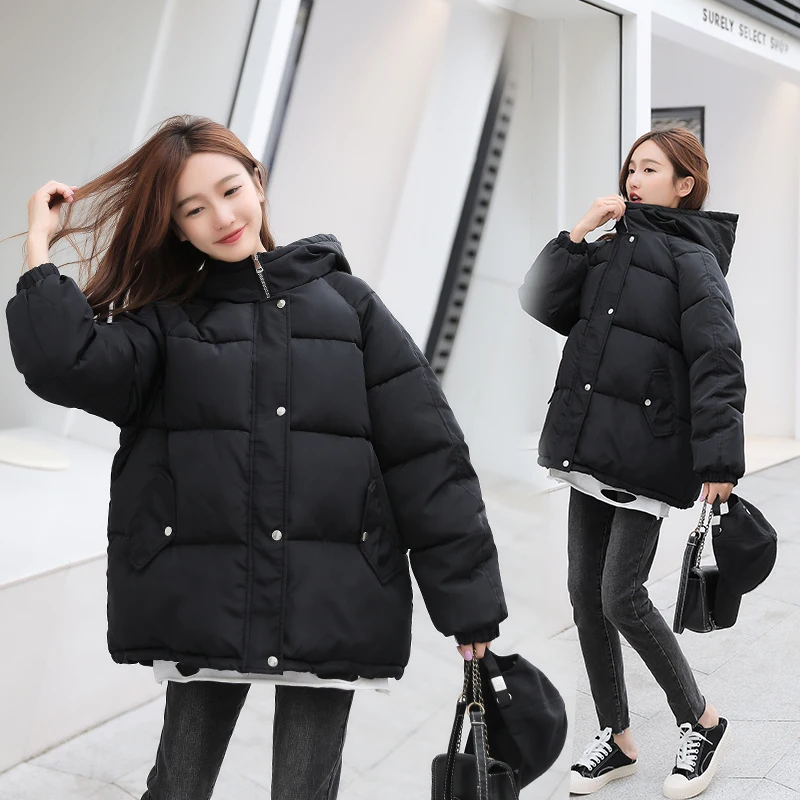 2021 Women Parkas jacket Fashion Solid Thick Warm Hooded Jacket Coat Winter Parkas Solid Loose Outwear Jacket
