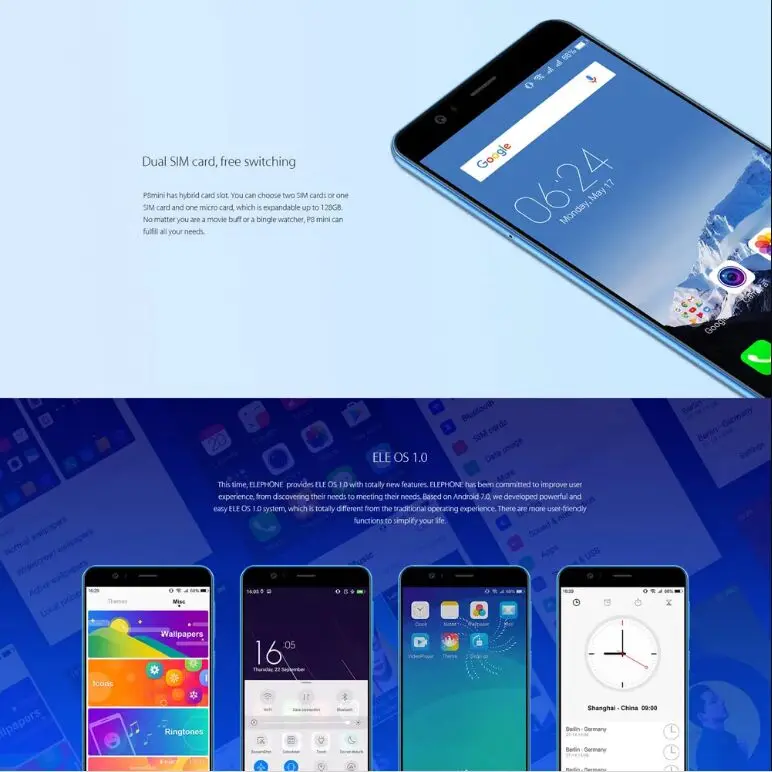 ELEPHONE P8 mini 4G мобильный телефон 4 Гб+ 64 Гб MTK6750T Восьмиядерный Android 7,0 16,0 Мп отпечаток пальца ID 5," 4G мобильный телефон