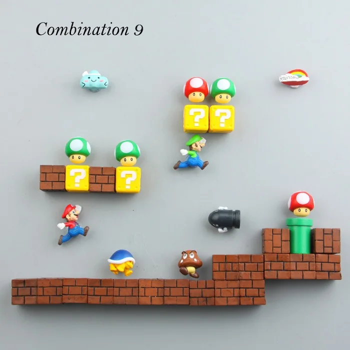 Combination 9 3D Супер Марио Bros магниты на холодильник магнит стикер сообщений мультфильм игровой мультфильм 3D лед коробка Пастер ледяная коробка стикер - Цвет: Combination 9