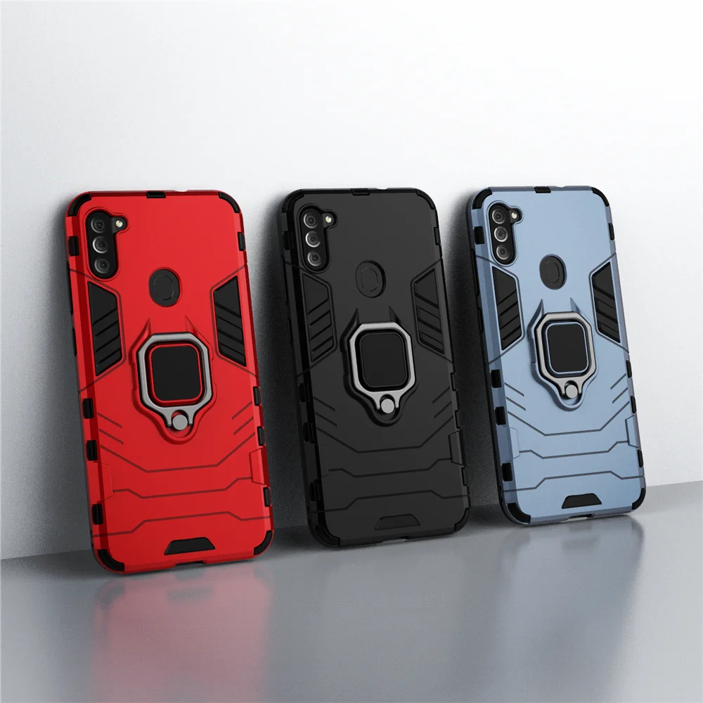 

For Samsung Galaxy A11 Case Armor Ring Holder Phone Case on the Samsung A11 Case SM-A115F/DS 6.4" A 11 M11 Shockproof Cover