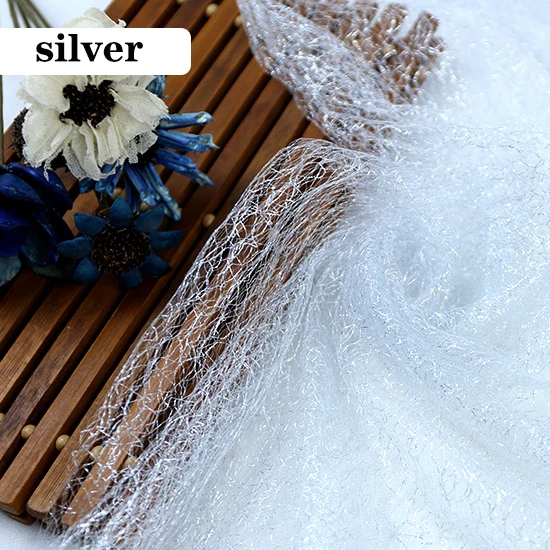 silver 1/2/5 м/лот блеск золотой нитью тюль ткань, Сетчатое платье с блестками для сцены вечерние свадебное платье юбки украшения DIY ткани - Цвет: silver