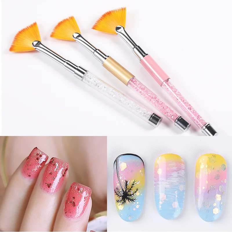 

1Pcs Nail Art Brush Fan Gradient Paint Draw Dust Glitter Powder Remover Clean Pen Acrylic Liner UV Gel Polish Tips Tool Manicure