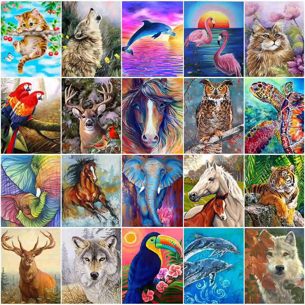 

Miaodu 5D DIY Diamond Painting Animal Cat Elephant Round Drill Diamond Embroidery Mosaic Cross Stitch Home Decoration