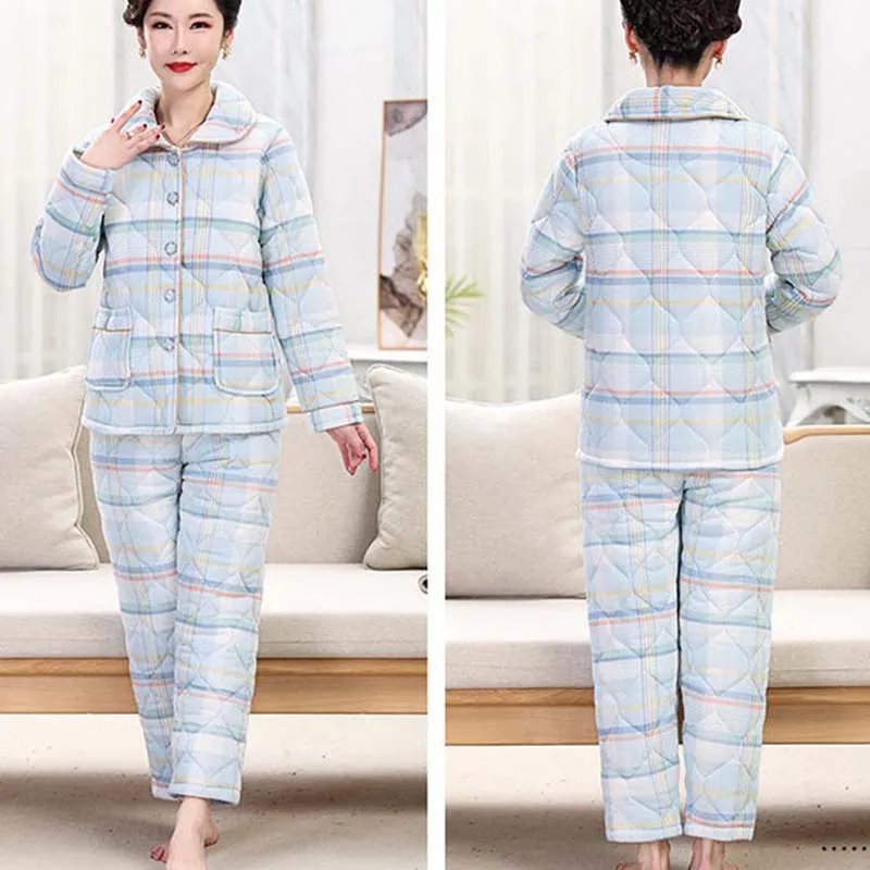 Домашняя пижама для женщин среднего возраста зимние женские пижамные комплекты