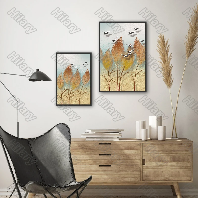 

Posters Abstract Painting Trees Birds Flock Canvas Painting Posters and Prints Wall Art Pictures Decoration for Living Room 3Pcs