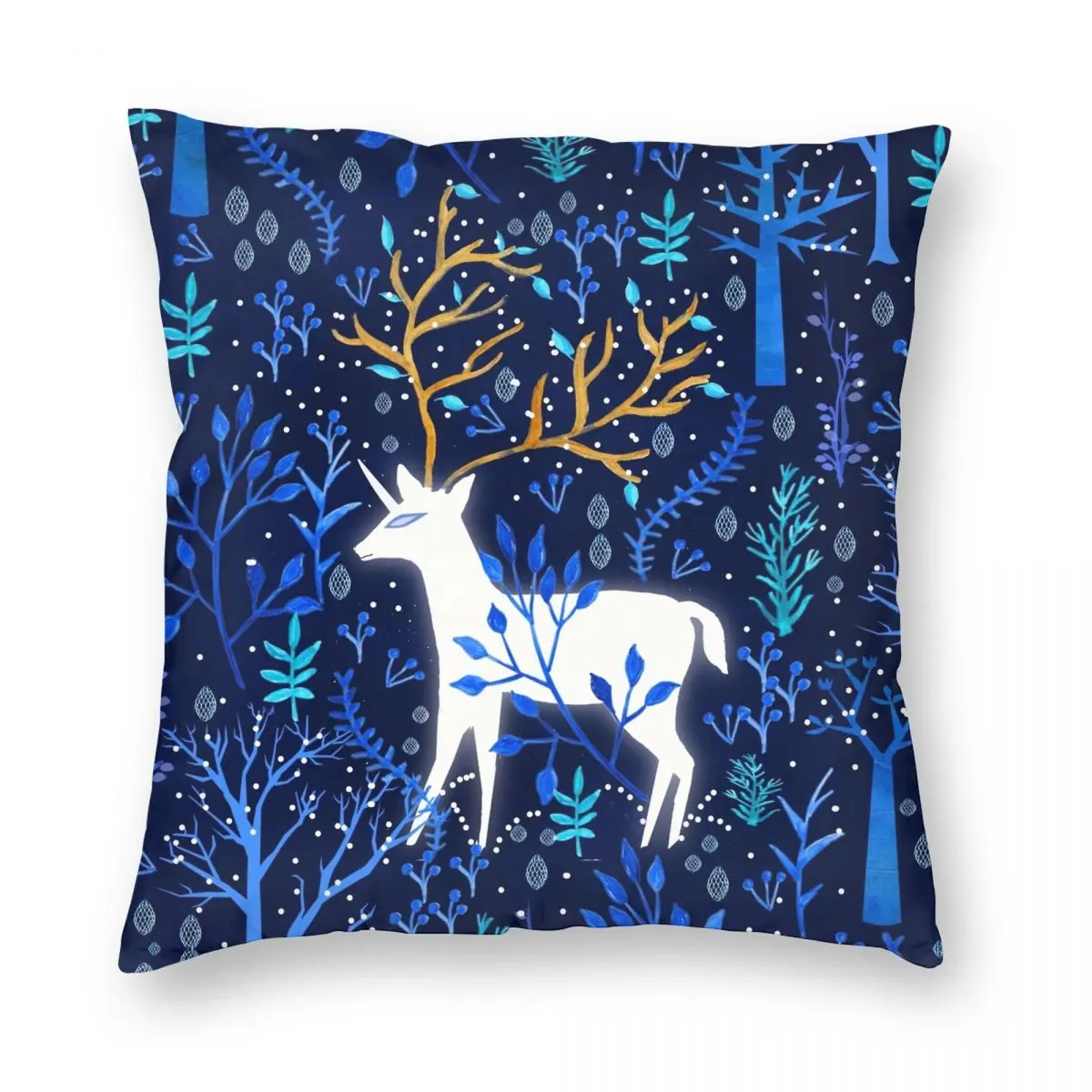 Чехол на синюю квадратную подушку Deericorn полиэстеровый льняной бархатный чехол с