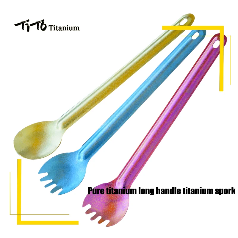 Титановая Ложка для путешествий TiTo Spork Longhandle вилка переносная посуда кемпинговая