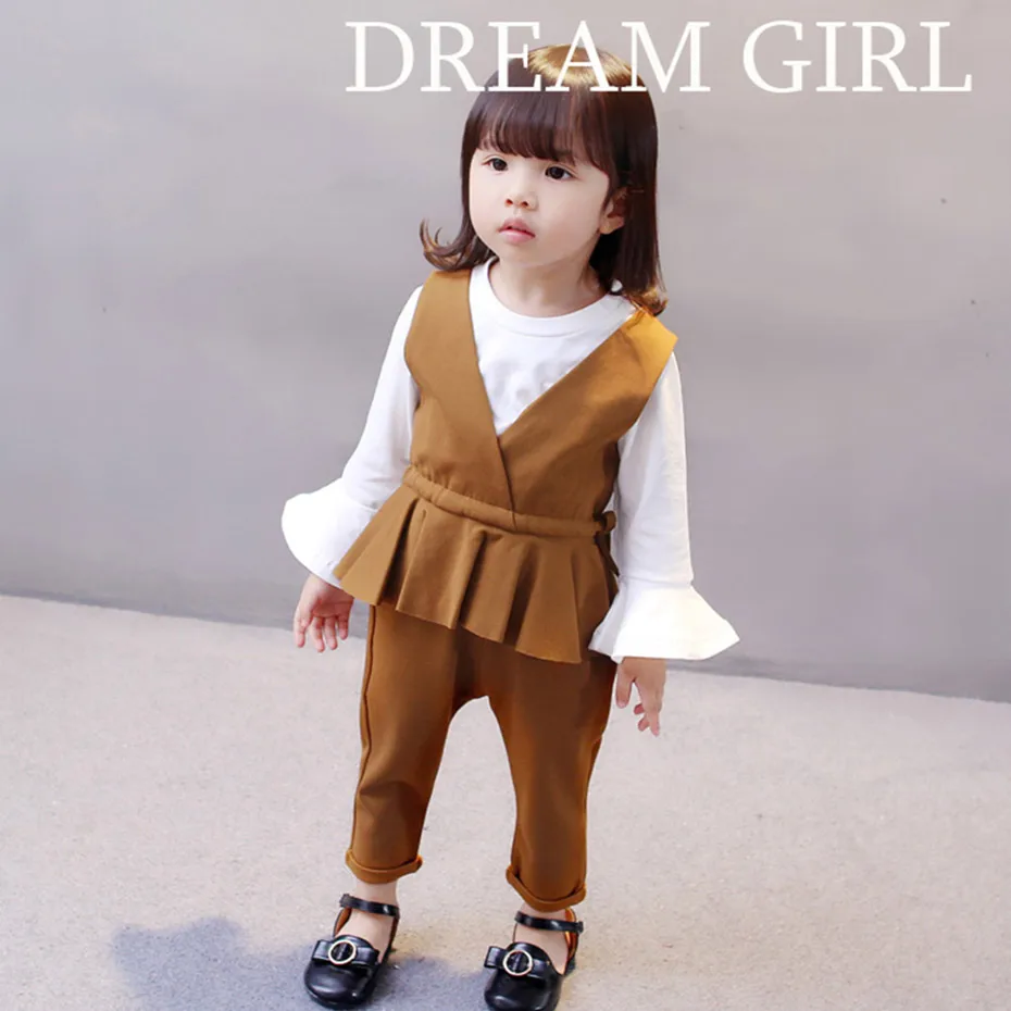 Детская одежда платье-майка для девочек штаны и футболка комплекты из 3 предметов