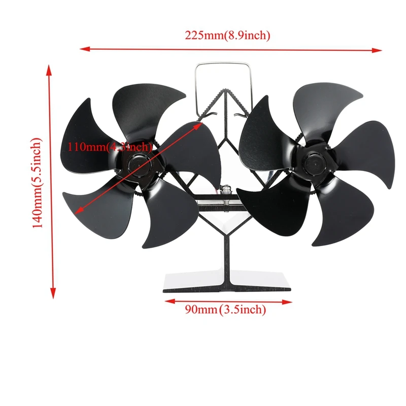 

5 Blade Fireplace Fan Heat Powered Stove Fan Log Wood Burner Fan Quiet Home Fireplace Fan