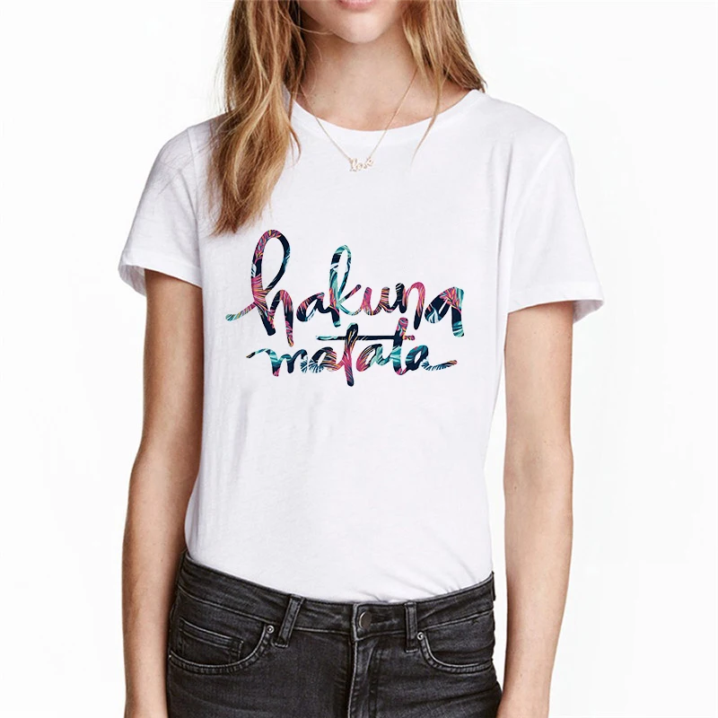 Showtly Hakuna Matata Women Harajuku Ullzang the lion king T-shirt Femme Homme Summer Tshirt Fashion Top Tee Female T Shirt