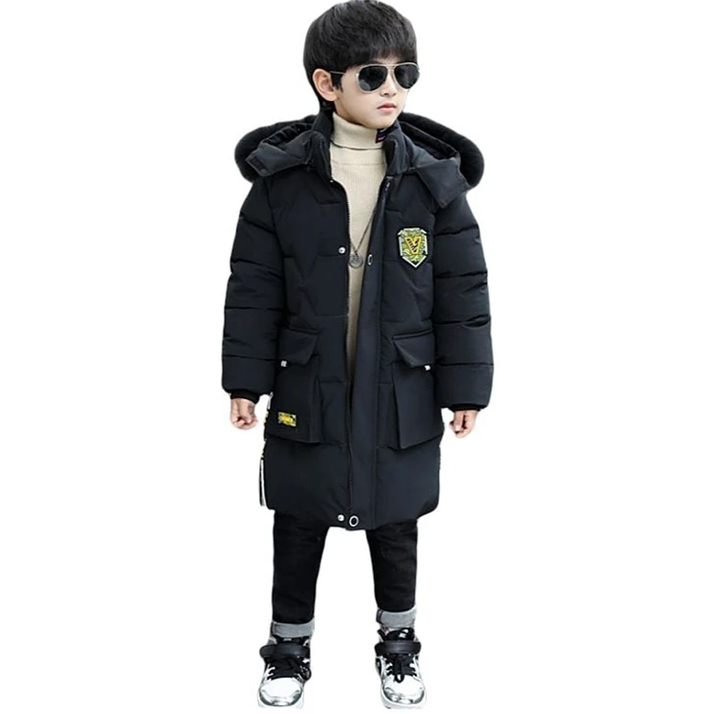 Зимняя Подростковая куртка с капюшоном для мальчиков 2020 зеленая черная детская