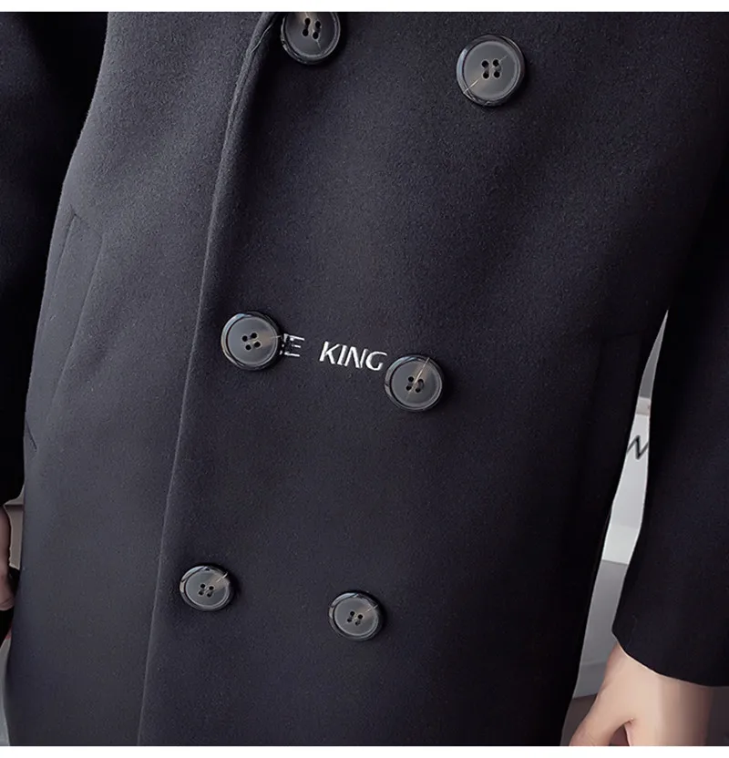 

2020 Brand clothing Men winter High quality Double breasted woollen cloth coats Male slim leisure Army green Woolen cloth jacket