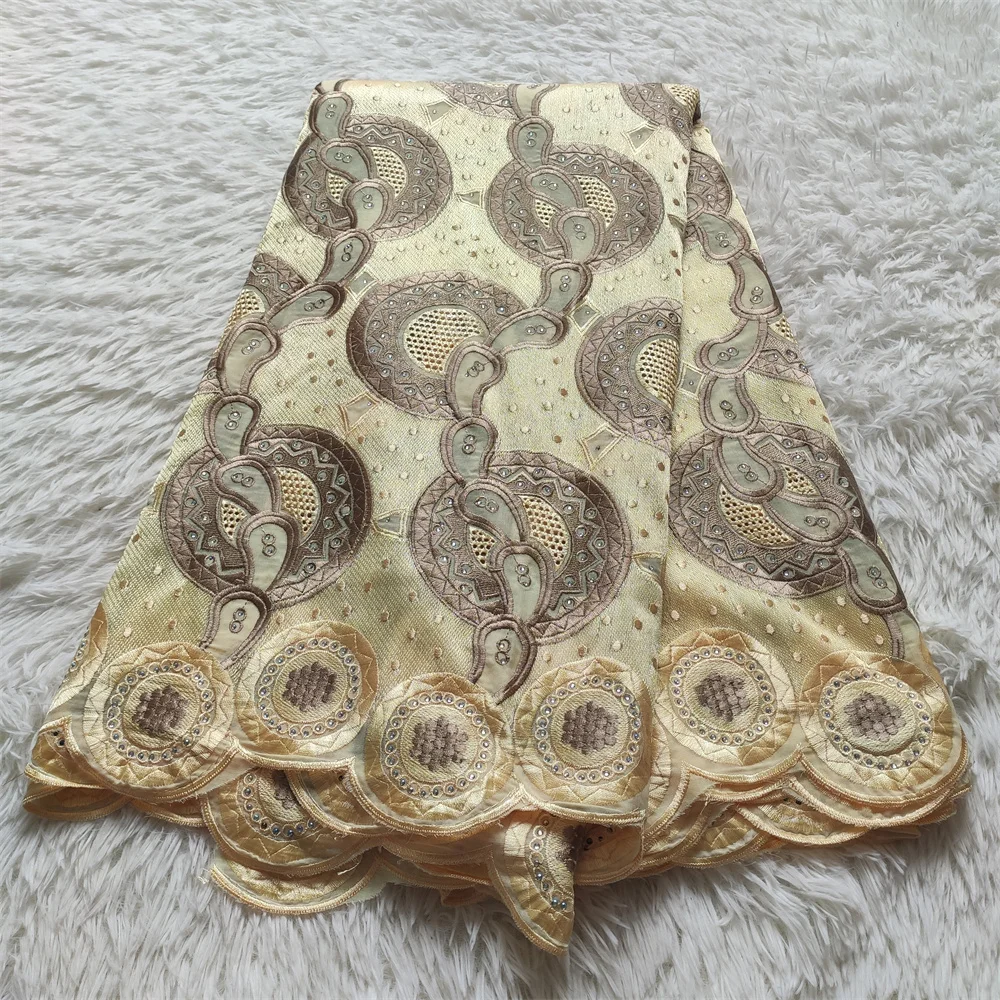 

NEW African Net Lace Fabric High Quality Nigerian French 100% Cotton Embroidery Lace Fabrics 5 Yards For Women Dress zp122
