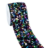 2 yards new rainbow series colorful sequin velvet sequin ribbon sequin fabric reversible glitter sequin ribbon for diy craft