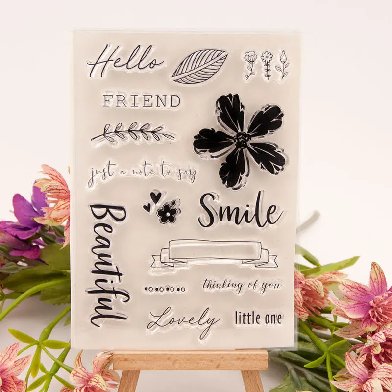 Силиконовые прозрачные штампы Hello Smile Flower резиновые для скрапбукинга сделай сам