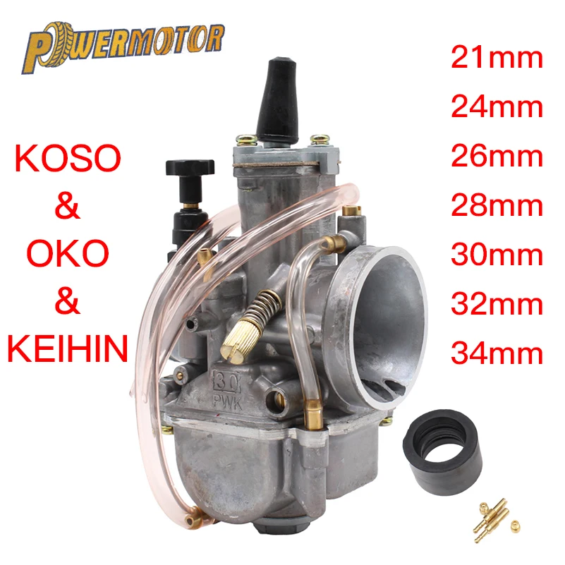 

Universal Motorcycle 2T 4T Racing Carburetor With Power Jet Koso OKO Carburador 21 24 26 28 30 32 34mm 50CC-250CCPit Bike
