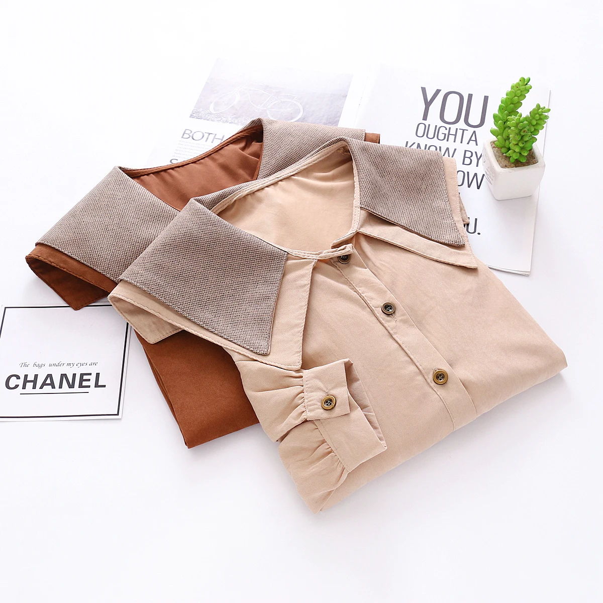 Новая женская Вельветовая однотонная блузка с длинным рукавом рубашка двойным