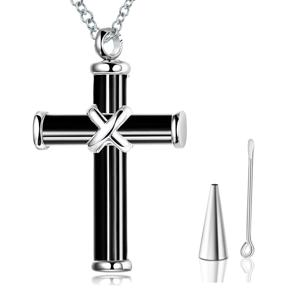 Stainless Steel Cross Necklace Ashes Urn Jewelry Keepsake Memorial Pendant Cremation Memorial Jewelry Not Fade