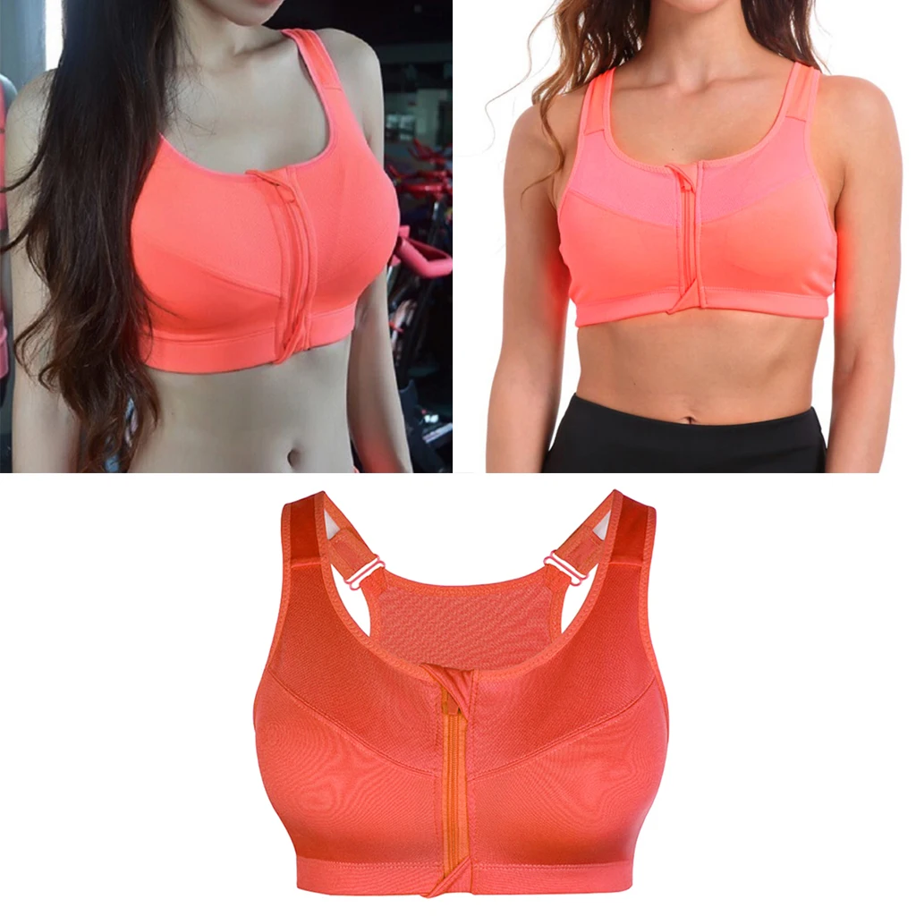 Женский спортивный бюстгальтер на молнии спереди с высокой ударной поддержкой