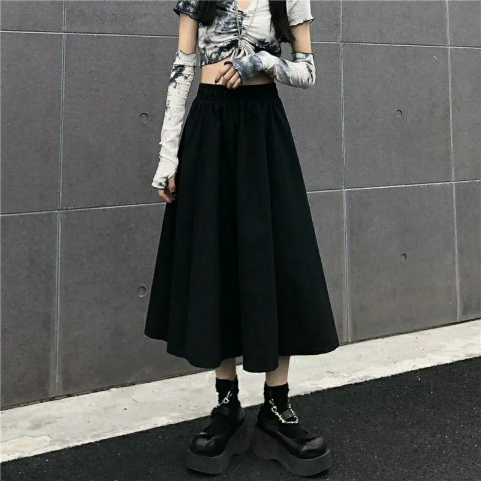 

Black skirt women's 2021 spring and summer new mid length high waist slim dress Japanese