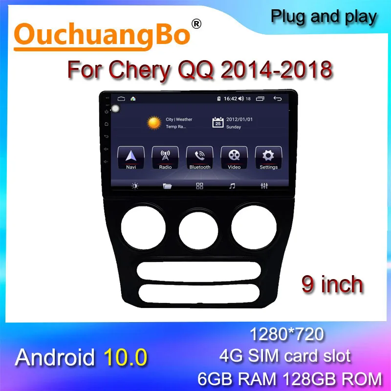 

Ouchuangbo multimedia player radio for 9 inch Chery QQ 2014-2018 with 1280*720 DSP android 10 gps 6+128GB