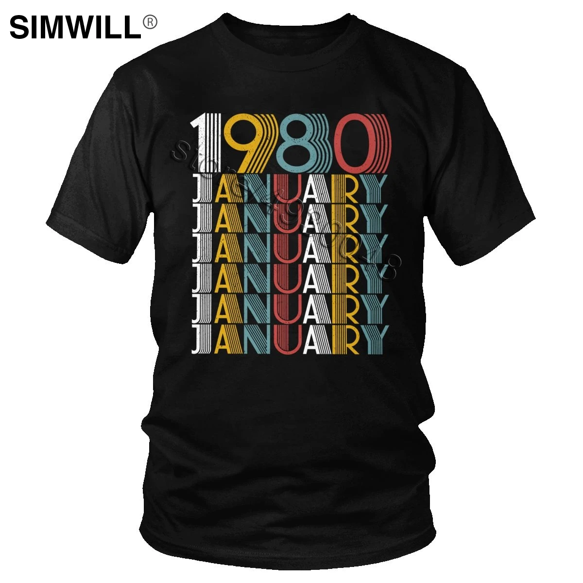 

Urban Vintage January 1980 Tee Short Sleeved Round Neck 40th Birthday Gifts T Shirt Cotton Leisure T-Shirt 4XL 5XL 6XL Clothes