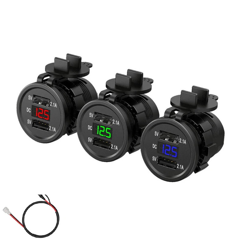 Car Cigarette Lighter Sockets Dual USB Motorcycle Charger 12V-24V usb Moto Power Plug Outlet LED | Автомобили и мотоциклы