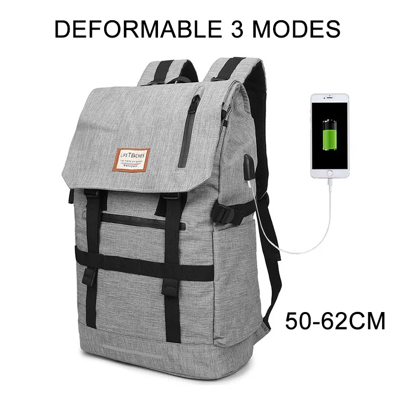 grey upgrade 40л расширяемый багаж, дорожные сумки, USB сумка для скалолазания, рюкзак для ноутбука, для мужчин и женщин, походный рюкзак, школьный рюкзак для мужчин - Цвет: grey upgrade