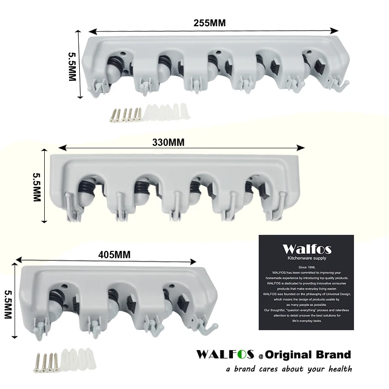 WALFOS Plastic Wall Mounted Mop Holder Storage Rack Hooks Brush Broom Organizer Hanger Home Bathroom Accessories images - 6