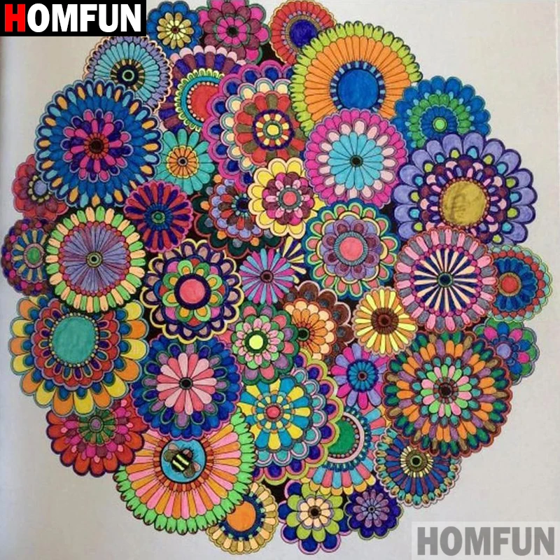 Алмазная живопись HOMFUN цветная Мандала 5D полноразмерная/круглая вышивка домашний
