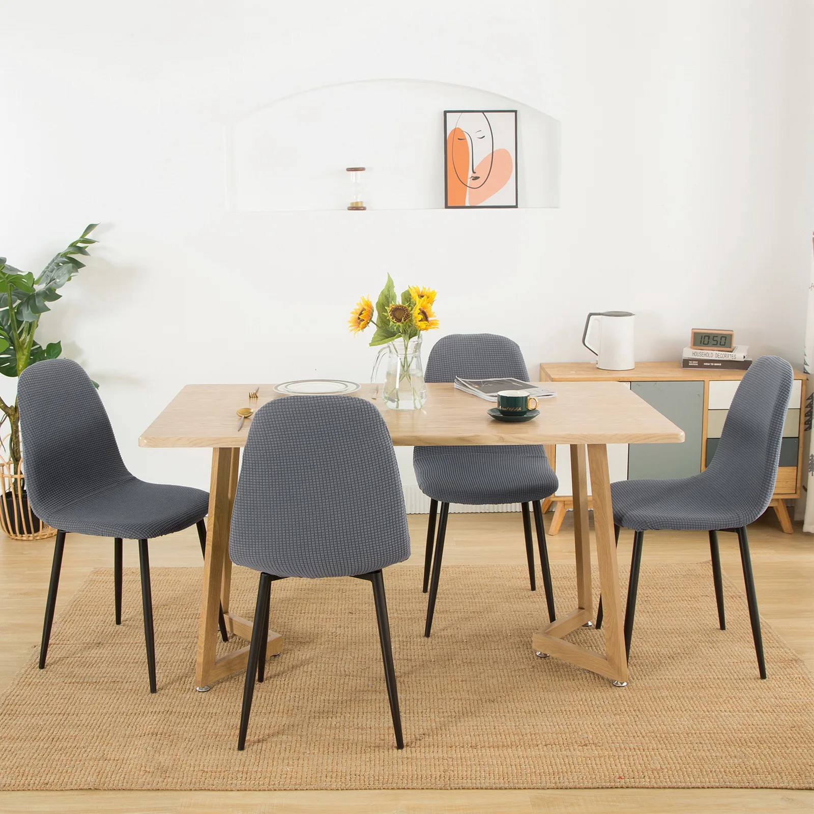 6 шт. вязаные жаккардовые чехлы на сиденья для Eames | Дом и сад