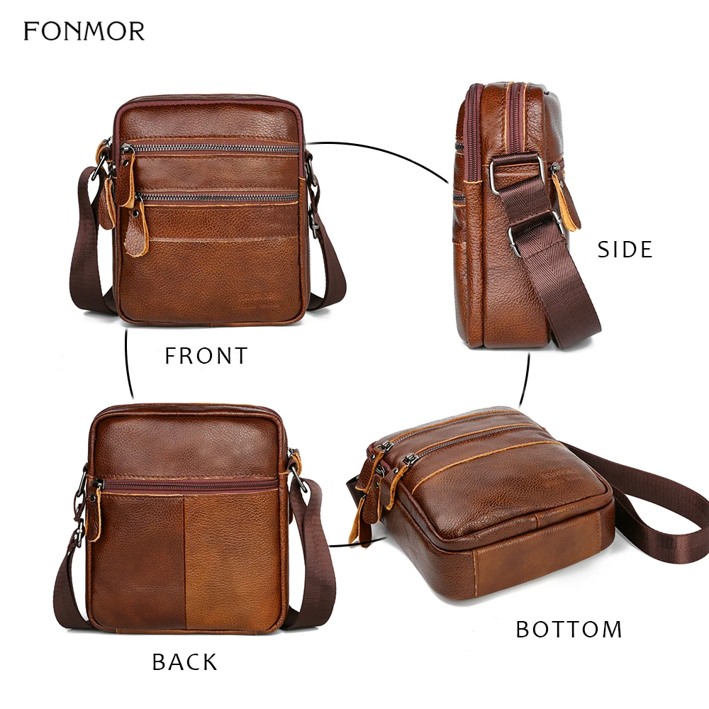 Мужские сумки через плечо Fonmor из натуральной кожи многослойные мессенджеры на