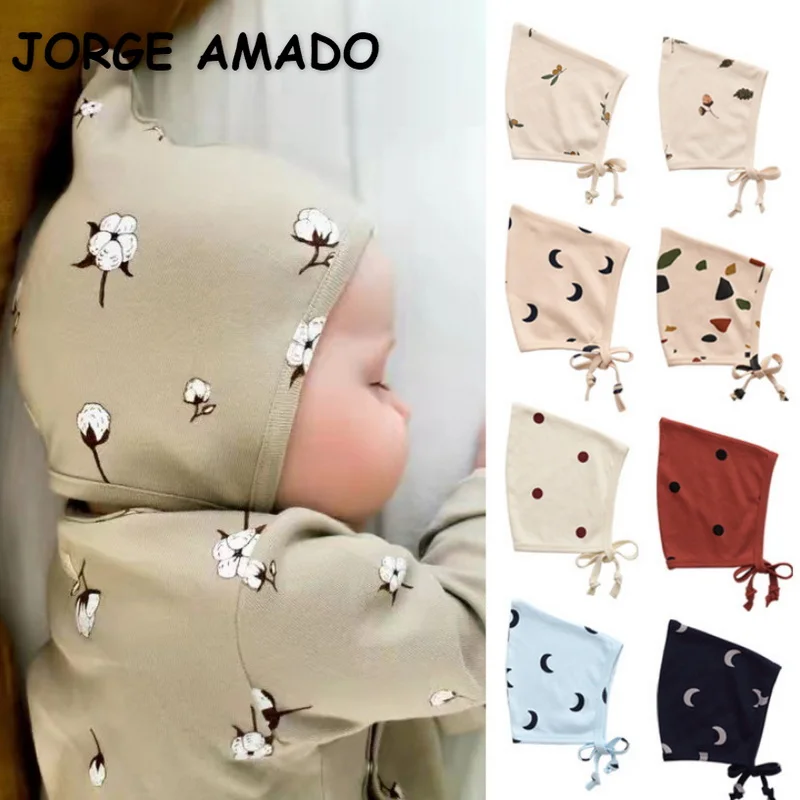 

Шапка для маленьких девочек и мальчиков, хлопковая ветрозащитная шапка оливкового цвета в горошек, с Луной и каменными камнями, заостренный...