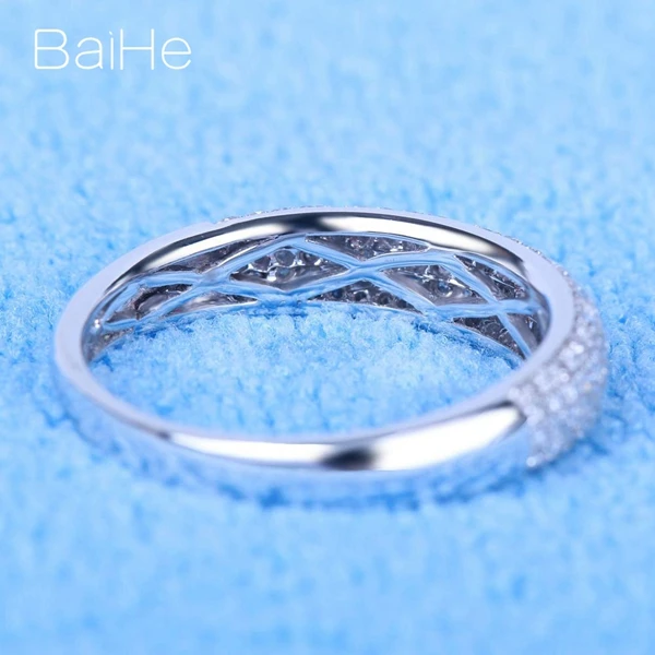 BAIHE Твердое 14 к белое золото 0.5CT сертифицировано H/SI круглой огранки из натуральных бриллиантов свадебные женские модные ювелирные изделия кольцо