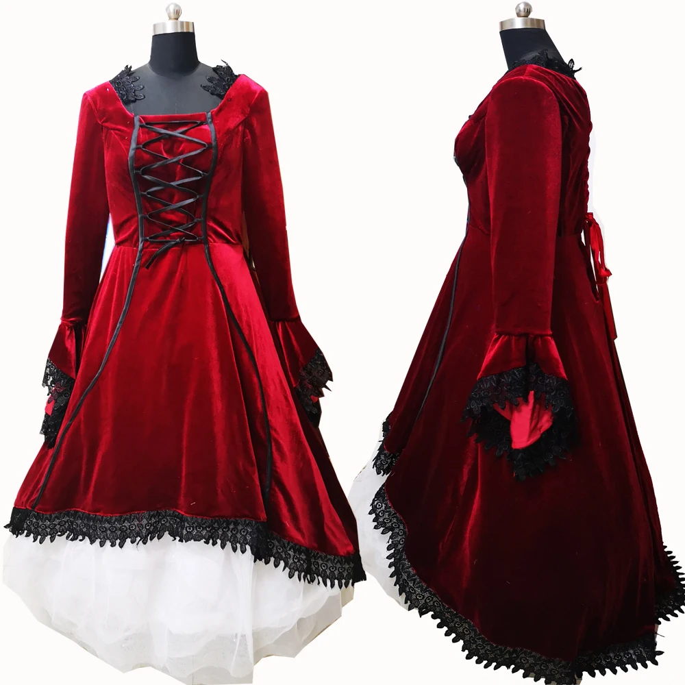 2021 новые красные викторианской Хэллоуин Косплэй платье колониальный грузинский