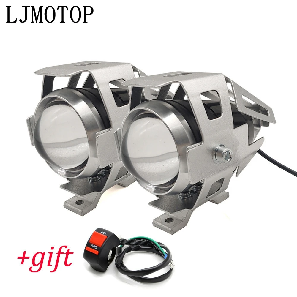 2 pieces Silver Мотоциклетные фары вспомогательная лампа U5 Светодиодный прожектор 12 В DRL для Honda CBR1100XX ST1300 PCX 125 PCX 150 CR80R CR85R CRF150R - Цвет: 2 pieces Silver