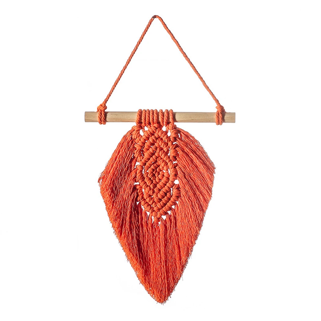

1pc 20*38cm Woven Tapestry Hand-woven Feather Leaf Tapestry Living Room Bedroom Wall Hanging Decoration