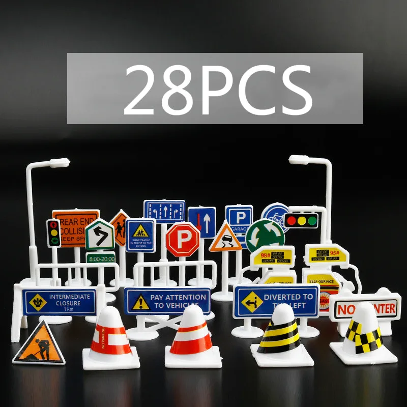 56PCS Traffic Road Sign Light Barrier For Model Building |