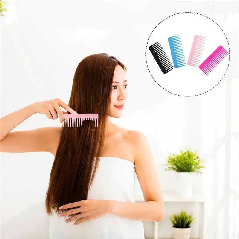 

3pcs Plastic Hair Combs Wide Tooth Flat Combs Barber Shop Hair Styling Comb Hairdressing Comb Wide Tooth Combs-Random Color