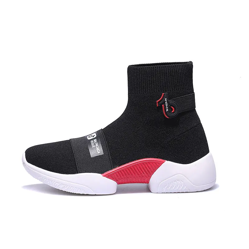 Новинка 2019 года высокие кроссовки женская трикотажная дышащая обувь модные