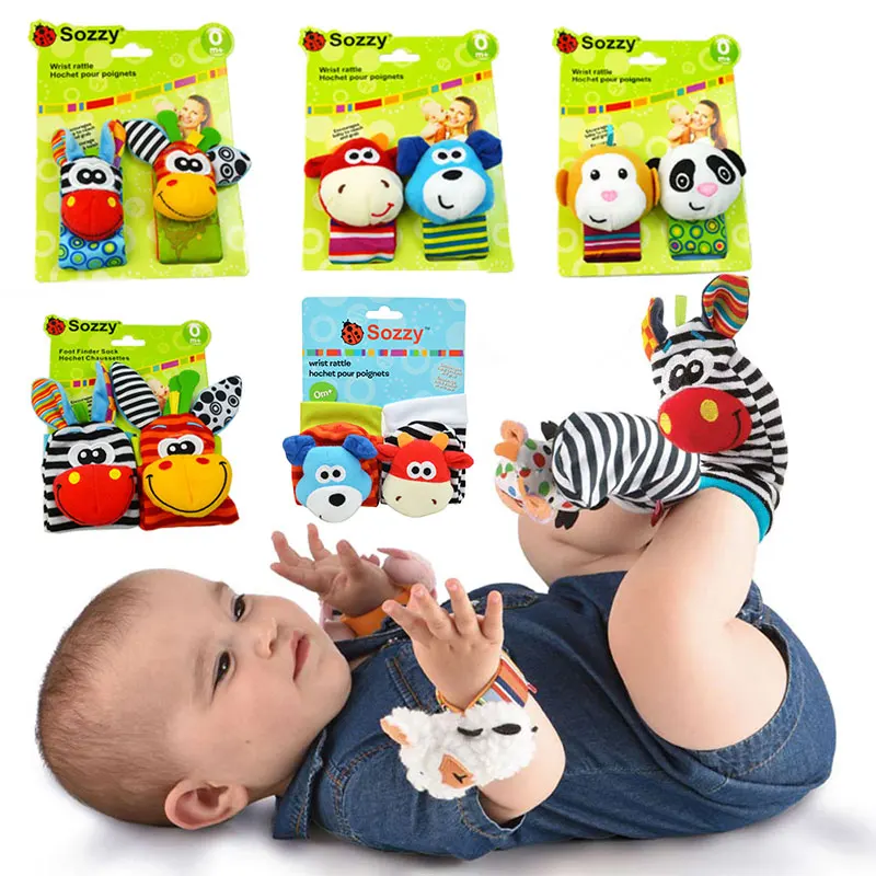 Детские погремушки носки Make Sounds игрушки для малышей милые животные мягкие