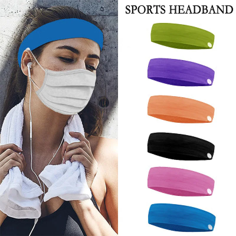 

Women Facemask Holder Sport Sweatband Headband Fashion Headband Button Nurse Headband Yoga Gym Stretch Unisex Head Band for Girl
