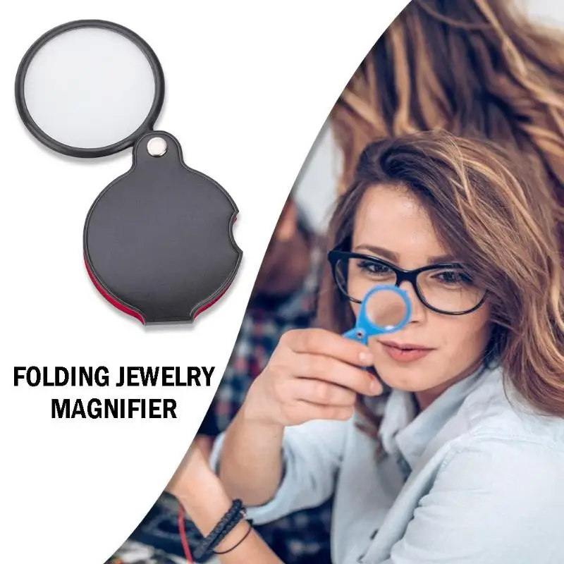 Небольшой карманный 8X HD Лупа с ПВХ кожаные сумки складной Ювелирные изделия
