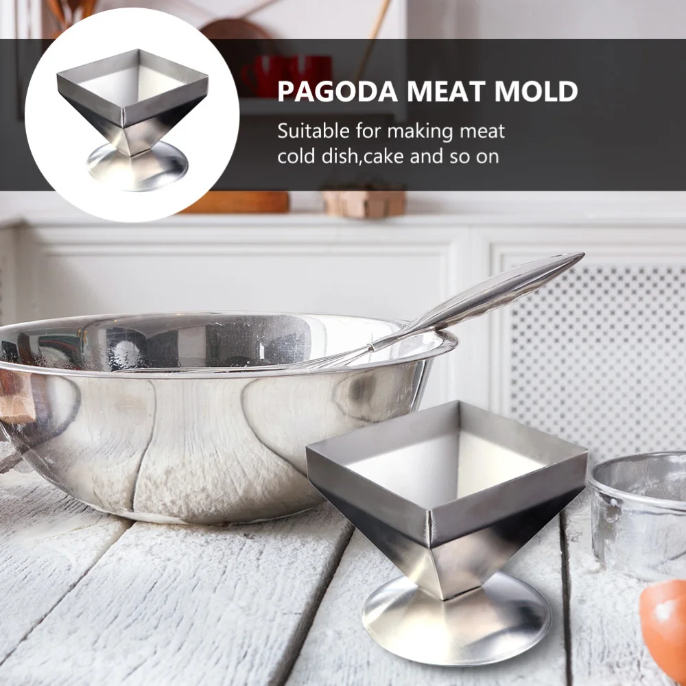 

1pc Stainless Steel Quadrangle Tower Shape Pagoda Meat Mold Dishes Shaping Mold