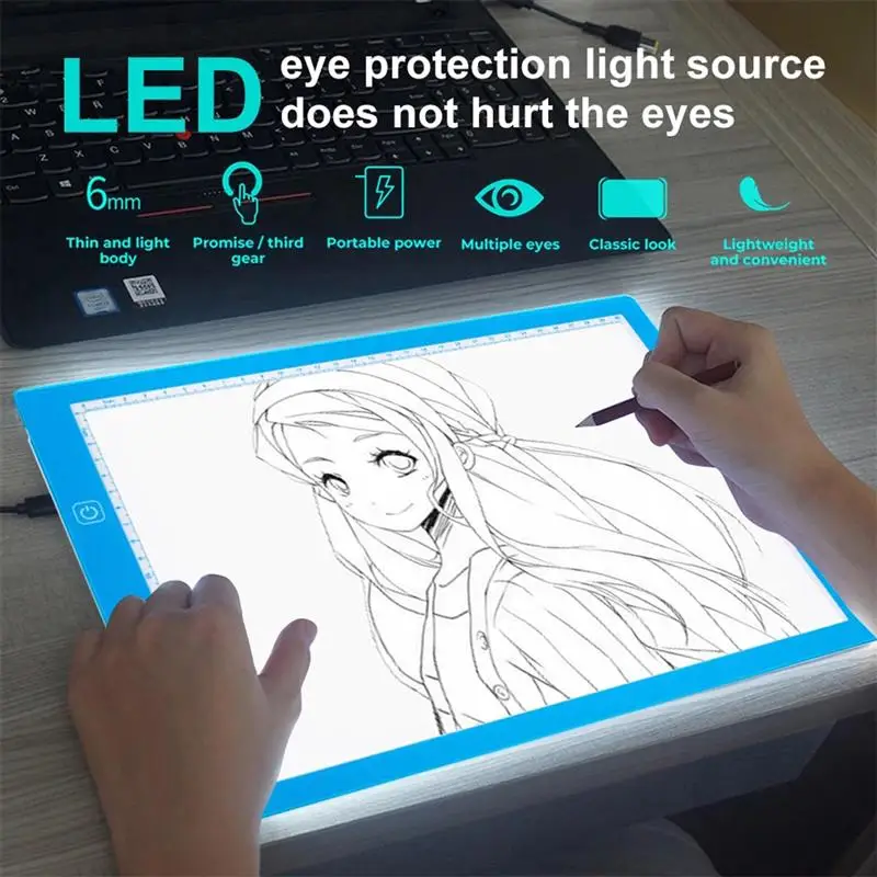 

A4 LED Drawing Boards Tracing Board Copy Pads 3-Level Dimming Artcraft Light Blank Canvas Art Writing Table LED Drawing Pad