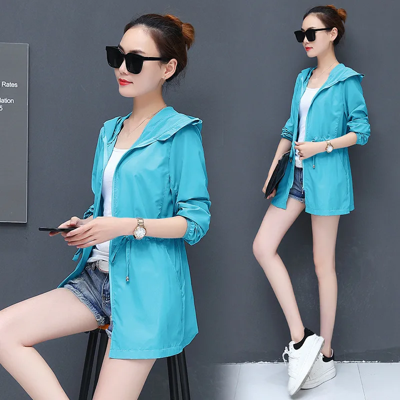 Женская одежда для защиты от солнца летняя тонкая синяя велосипедная легкая