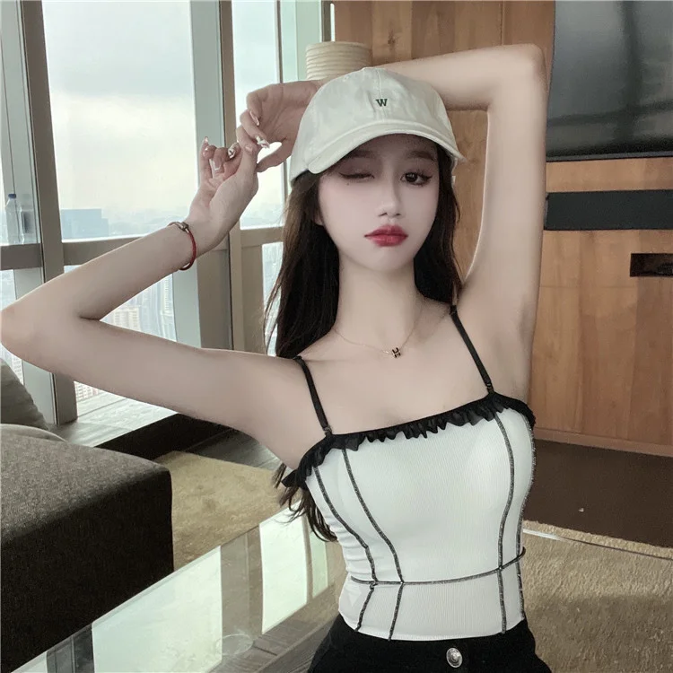 

Real Shot Summer Knitted Sexy Sling Basic Base Ice Silk