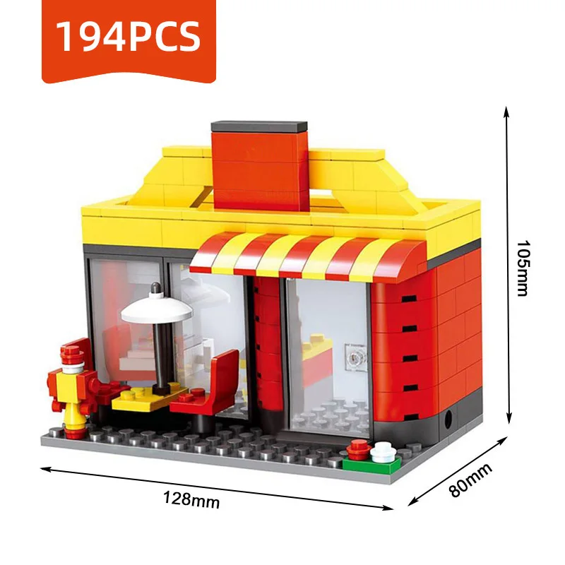 

Compatible Toy City Mini Street Cafe Food Retail Convenience Store Architecture Building Blocks Sets Toys For Children